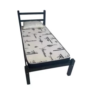 CAMA DE SOLTEIRO DE MADEIRA MACIÇA DE EUCALIPTO - PRETA